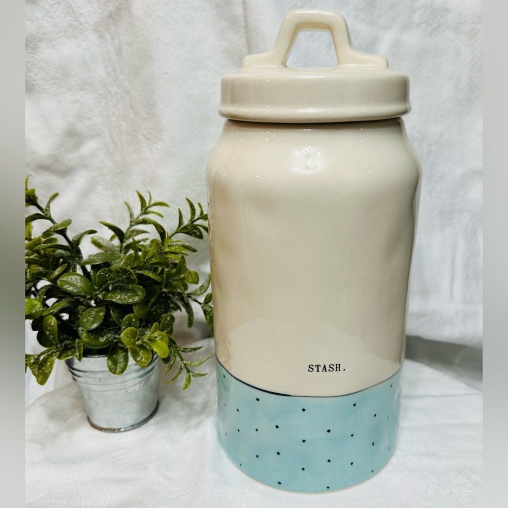 Rae Dunn Polka Dot Blue‎ & Black Canister Stash - Picture 5 of 11
